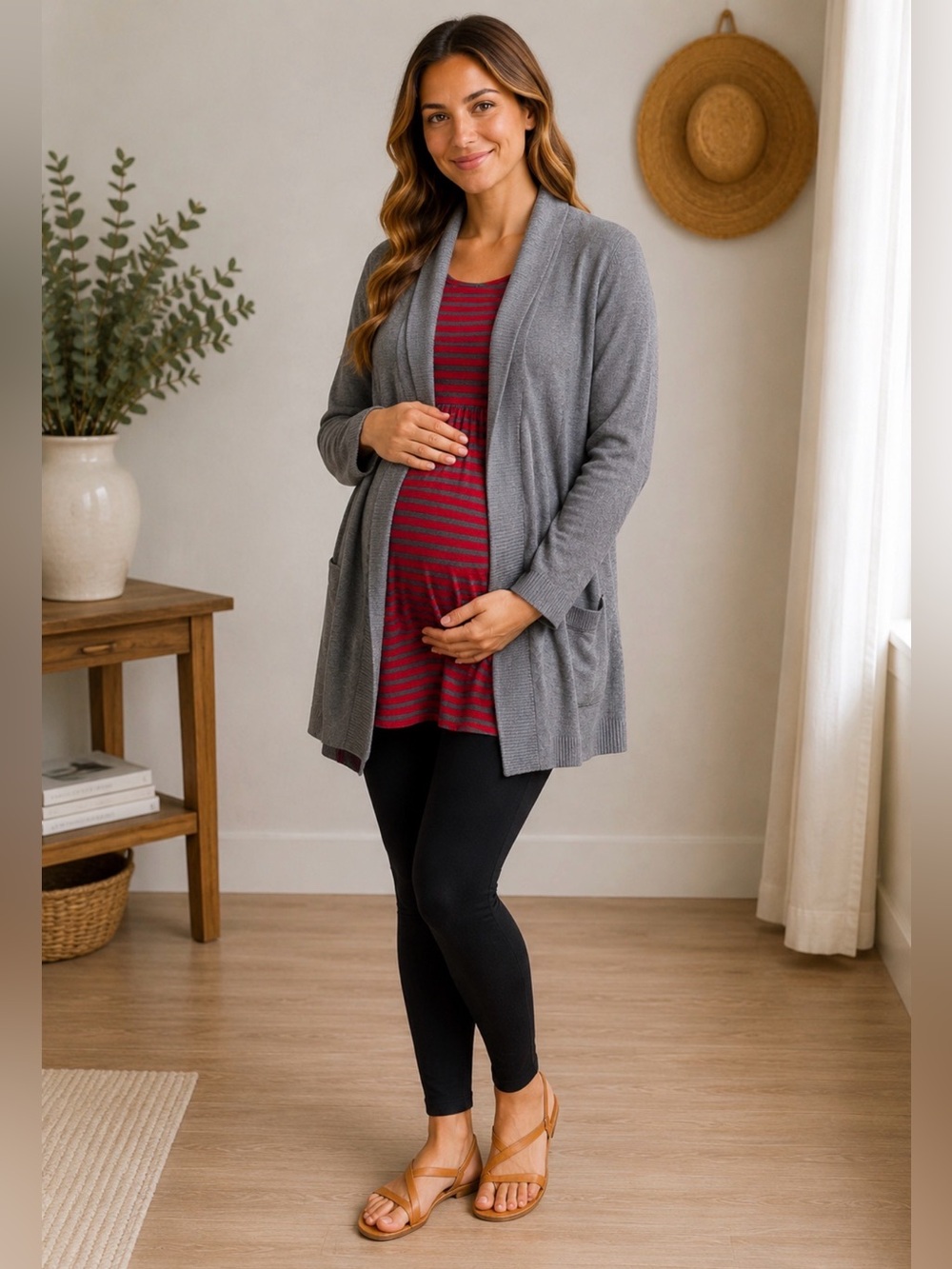 H&M Mama Maternity Gray Open Front Cardigan Sweater Size M Soft & Cozy
